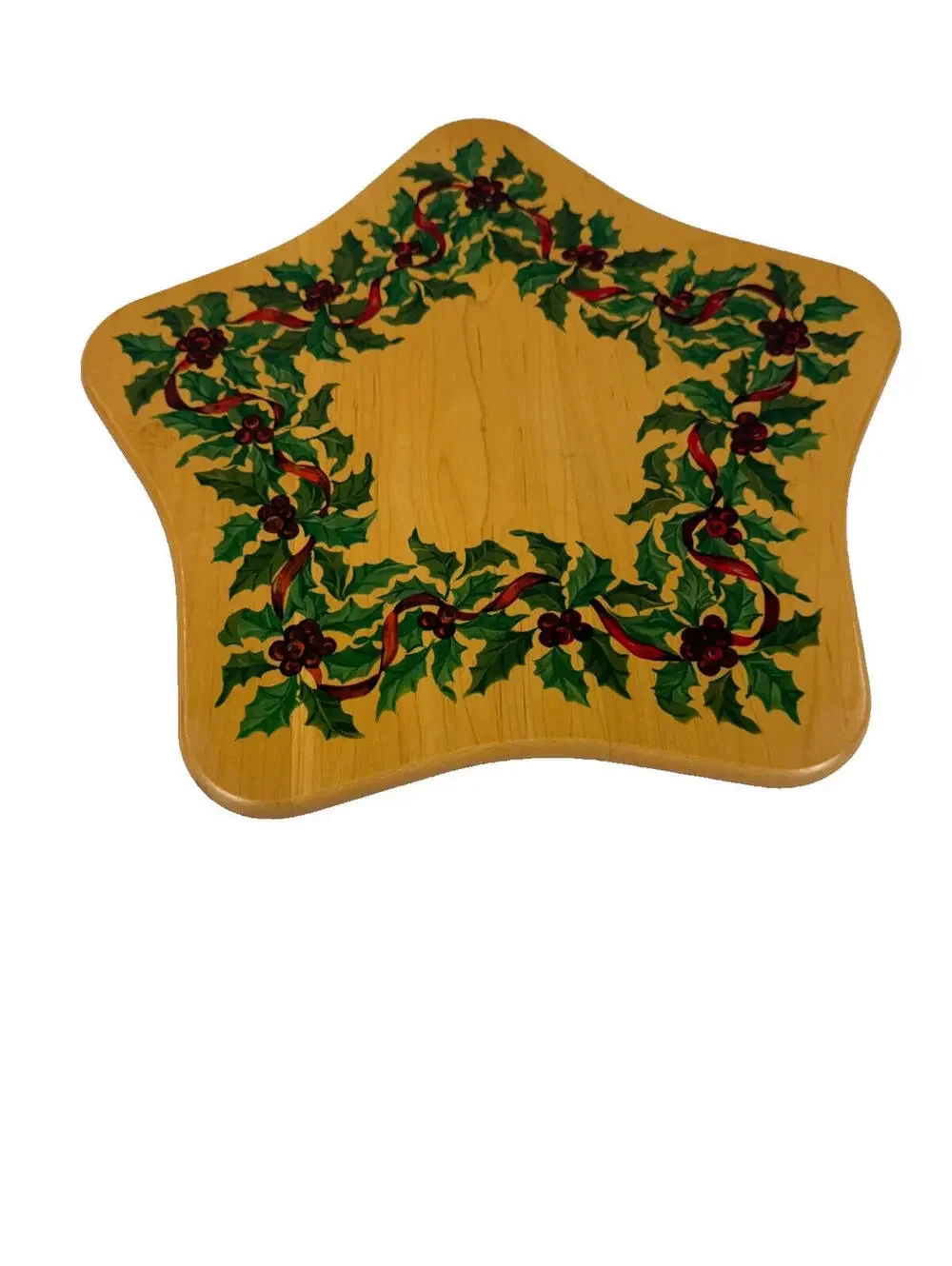 Longaberger Holly Holiday WoodCrafts Lid Christmas Basket Lid Red Green 11